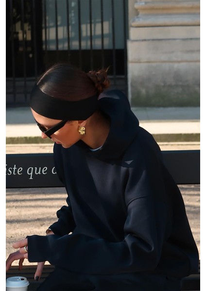 Lacivert Kapüşonlu Basic Kadın Eşofman Takımı MG2533 fırsatları