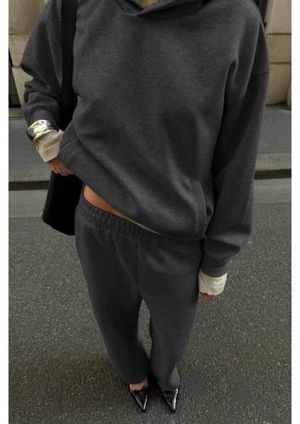 Füme Kapüşonlu Basic Kadın Eşofman Takımı MG2533 fiyatları