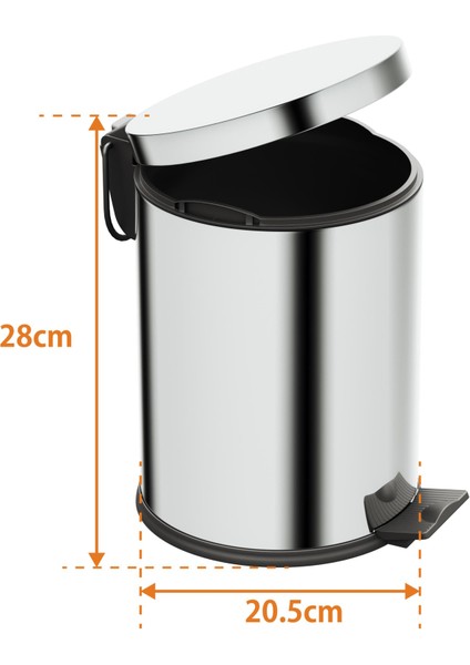 Basic Çöp Kovası - Pedallı 5 L, Parlak Krom Paslanmaz fırsatları
