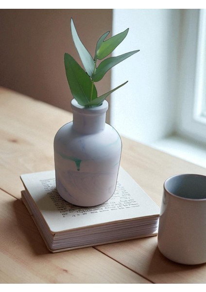 Homemade Dekoratif Obje – Mavi ve Yeşil Karma Desenli Taş Bombeli Vazo modelleri