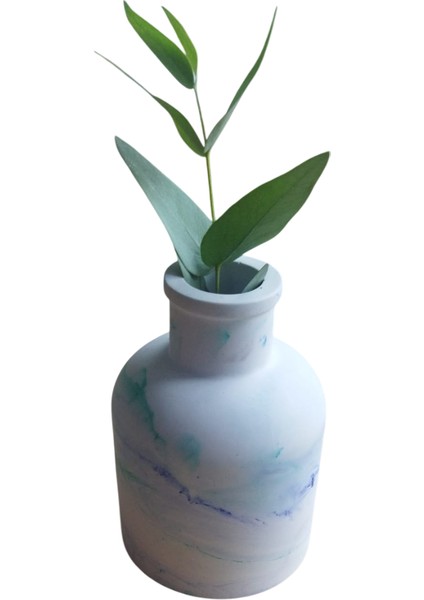 Homemade Dekoratif Obje – Mavi ve Yeşil Karma Desenli Taş Bombeli Vazo fırsatları