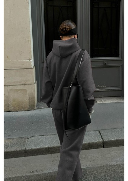 Füme Kapüşonlu Basic Kadın Eşofman Takımı MG2533 indirimleri