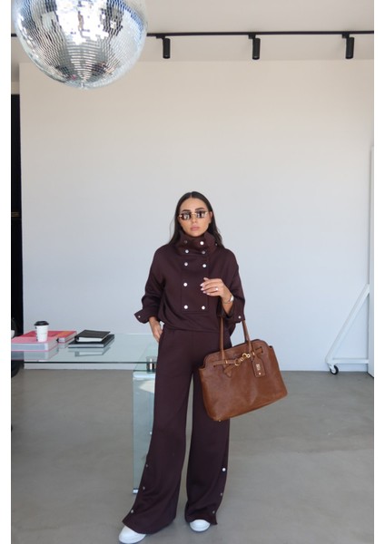 Çıtçıtlı Modal Sweat Eşofman Alt Takım