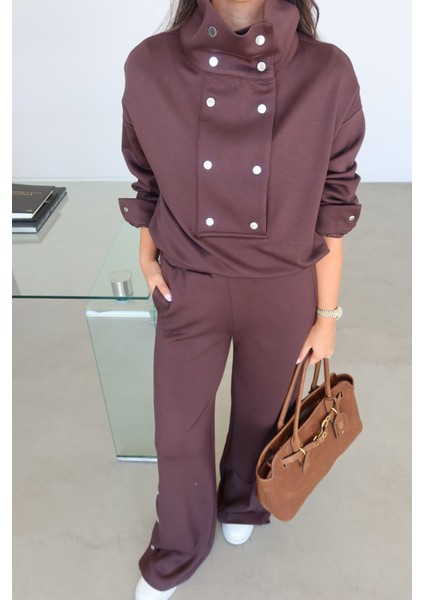 Çıtçıtlı Modal Sweat Eşofman Alt Takım modelleri