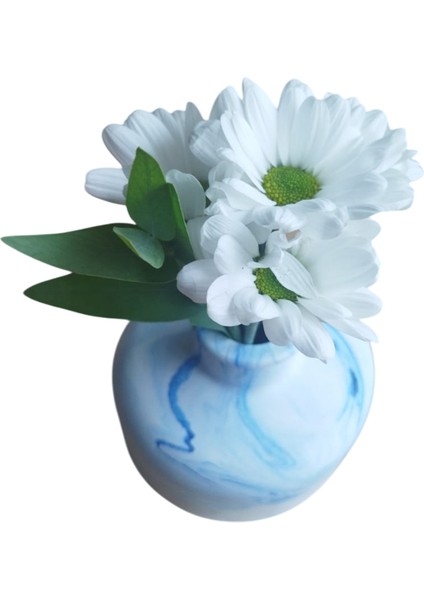 Homemade Dekoratif Obje Mavi Desenli Vazo Oval modelleri