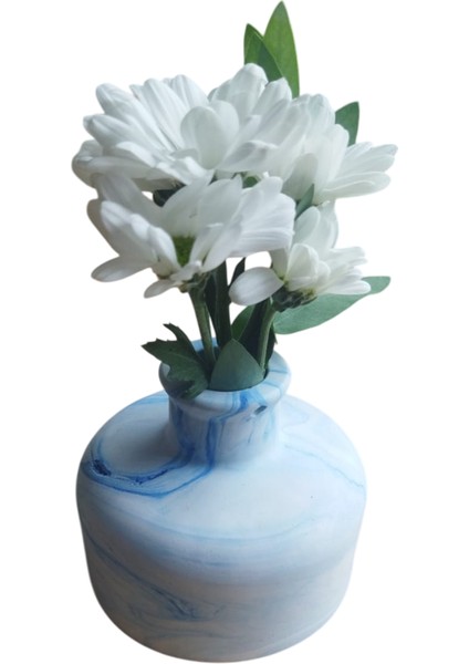 Homemade Dekoratif Obje Mavi Desenli Vazo Oval indirimleri