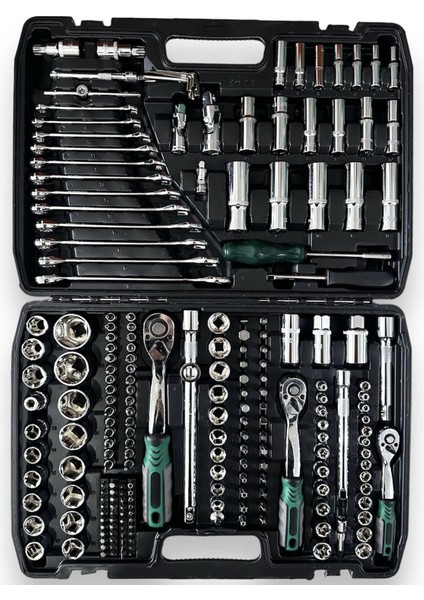 Tam Profesiyonel Germany 72 Diş Eğik Cırcır 216 Parça Lokma Takımı Oto Tamirci Tam Set 1/2-3/8-1/4 modelleri