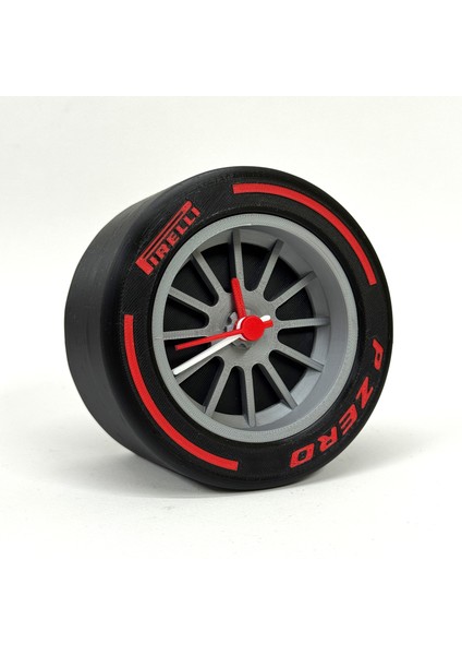 Formula 1 Replika Lastik Masaüstü Saat – Sessiz Akar Mekanizma