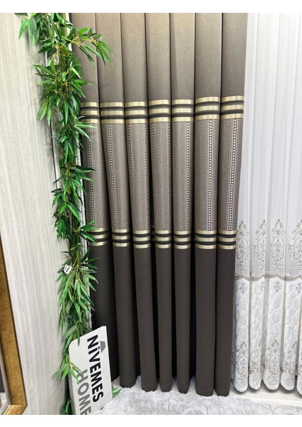 Nivemeshome Mızraklı FT632256 V-5302 Toprak 1/3 Sık Pile Fon Perde Apm