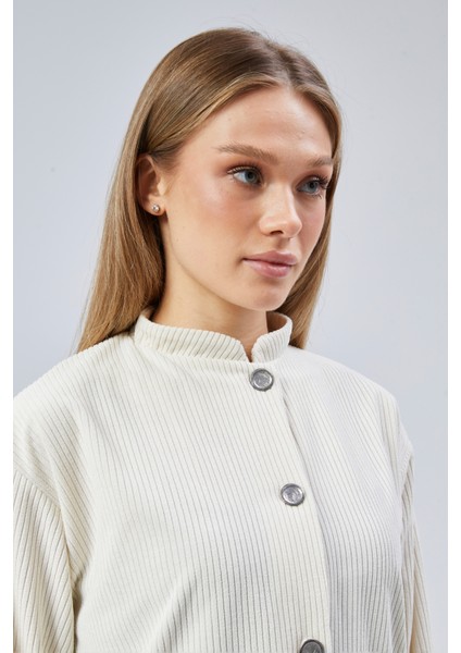 Fitilli Kadife Kumaş Çift Cepli Düğmeli Spor Ceket indirimleri