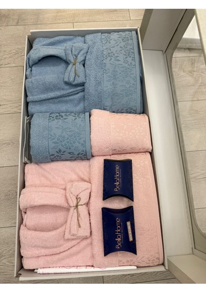 Jakarlı Bornoz Seti Lüks 10PARÇA Bella Home