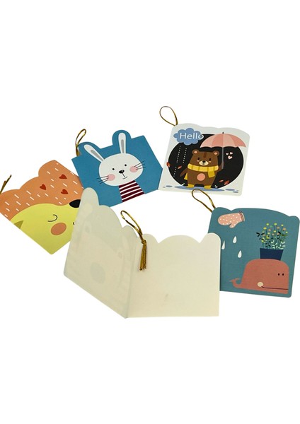 5’li Sevimli Desenli Hediye Kartı Seti – Tebrik, Doğum Günü, Yeni Yıl, Özel Gün Kutlama Kartı modelleri