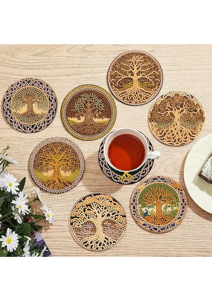 Elmas Boyama Seti Bardak Altlığı Yaşam Ağacı Temalı 8 Parça DIY fiyatları