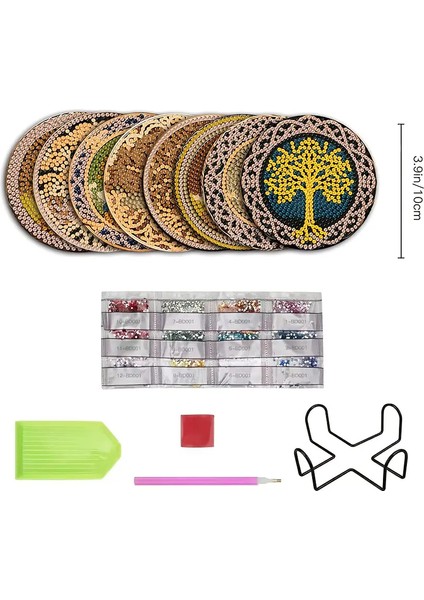Elmas Boyama Seti Bardak Altlığı Yaşam Ağacı Temalı 8 Parça DIY modelleri
