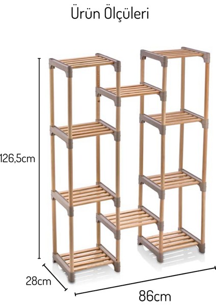 10 Bölmeli Masif Ahşap Düzenleyici Raf – Çok Katlı Depolama ve Organizer Ünitesi modelleri