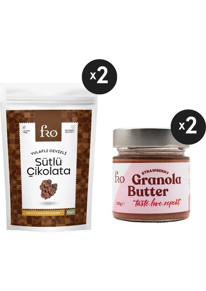 4'lü 2xgranola Butter Çilekli Sürülebilir 2xyulaflı Cevizli Sütlü Çikolata Sağlıklı Atıştırmalık