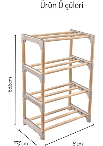 4 Katlı Ayakkabı Düzenleyici, Çok Amaçlı Ayakkabılık, Masif Ahşap Raf fiyatları