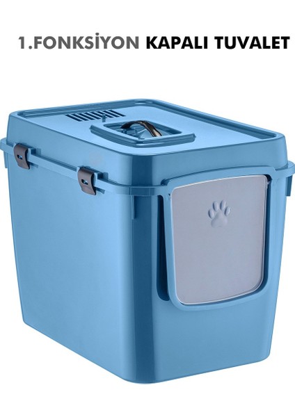 HZ-500 Xxl 3 Fonksiyonlu Açık / Kapalı Kedi Tuvaleti ve Taşıma Çantası Mavi 56 x 40 x 43 cm fiyatları