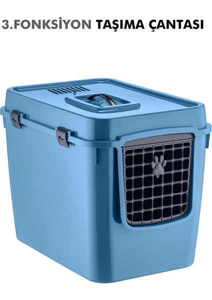 HZ-500 Xxl 3 Fonksiyonlu Açık / Kapalı Kedi Tuvaleti ve Taşıma Çantası Mavi 56 x 40 x 43 cm fırsatları