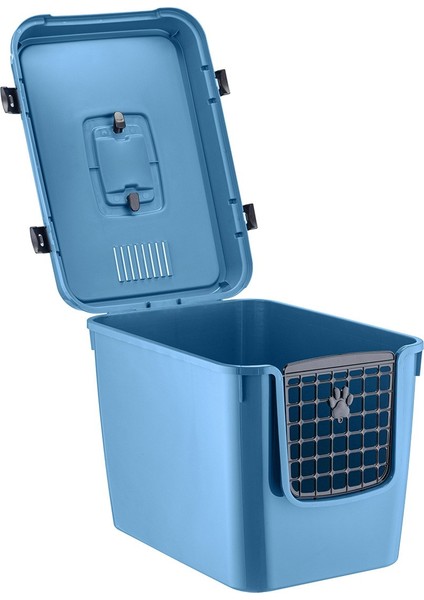 HZ-500 Xxl 3 Fonksiyonlu Açık / Kapalı Kedi Tuvaleti ve Taşıma Çantası Mavi 56 x 40 x 43 cm