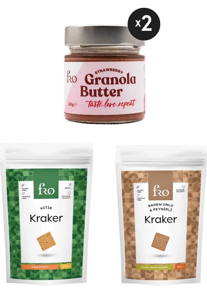 4’lü granola Butter Çilekli 2xkıtır Kraker,badem Unlu Peynirli Kraker Paketi Sağlıklı Atıştırmalık