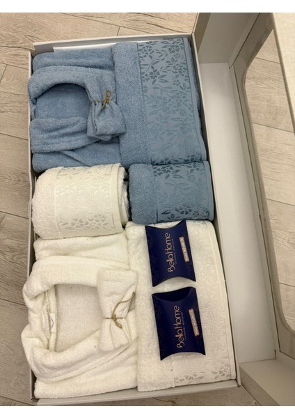 Jakarlı Bornoz Seti Lüks 10PARÇA Bella Home