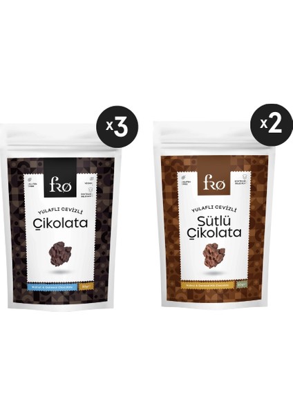 5'li Çikolata Paketi Yulaflı Cevizli Çikolata Sağlıklı Atıştırmalık 5X50GR