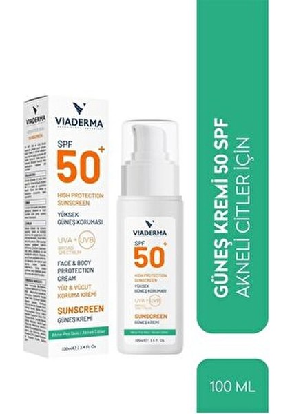 SPF 50 Yüz ve Vücut Güneş Kremi 100 ml Karma Ciltler için Yüksek Koruma indirimleri