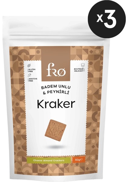 3'lü Badem Unlu Peynirli Kraker Glutensiz Doyurucu Sağlıklı Katkısız Atıştırmalık