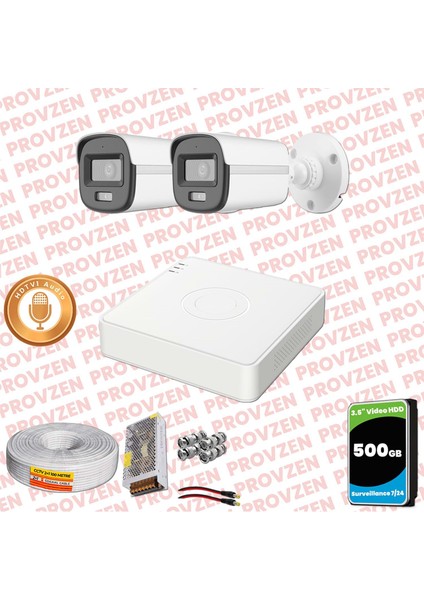 Hikvision 2'li Full Hd Güvenlik Kamerası Set 7/24 Renkli, Mikrofonlu, Olay Anında Bildirim