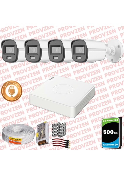 Hikvision 4'lü Full Hd Güvenlik Kamerası Set 7/24 Renkli, Mikrofonlu, Olay Anında Bildirim