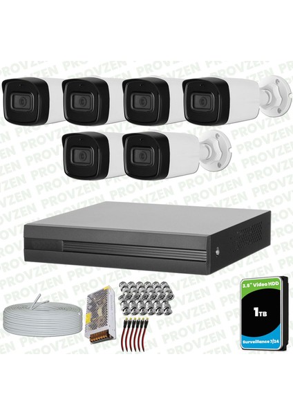 Dahua 6 Kameralı Full Hd 40 Metre Gece Görüşlü Güvenlik Kamerası