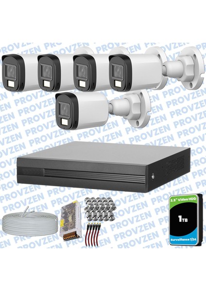 Dahua 5 Kameralı Full Hd Fullcolor Mikrofonlu Güvenlik Kamerası