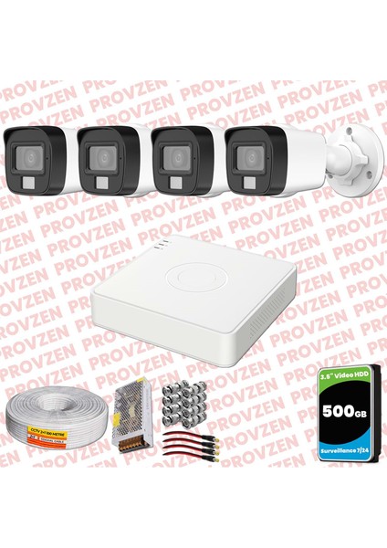 Hikvision 4 Kamera Hibrit Colorvu Full Hd Güvenlik Kamera Olay Anında Bildirim