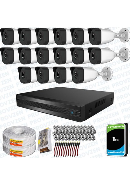 Rv Hilook 16 Kameralı Full Hd Geniş Açı Güvenlik Kamerası