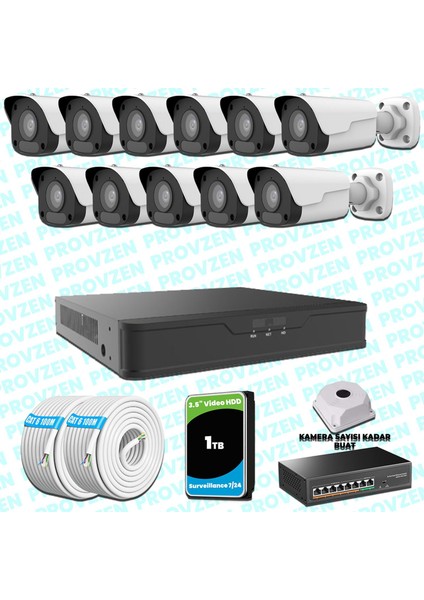 Unv 11 Kameralı Ip Full Hd Güvenlik Kamerası Seti