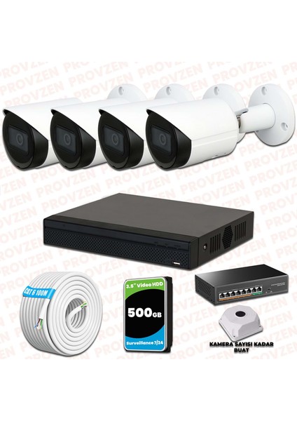 Dahua 4 Kameralı Ip 1080P Gece Görüşlü Güvenlik Kamerası