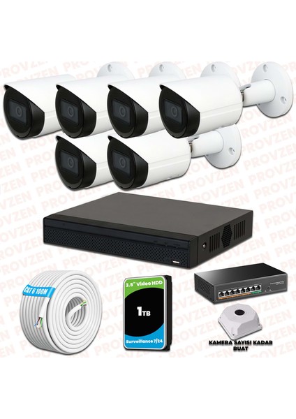 Dahua 6 Kameralı Ip 1080P Gece Görüşlü Güvenlik Kamerası
