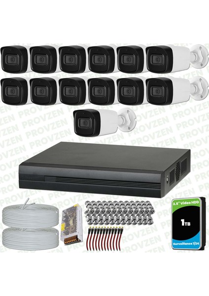 Dahua 13 Kameralı Full Hd 40 Metre Gece Görüşlü Güvenlik Kamerası