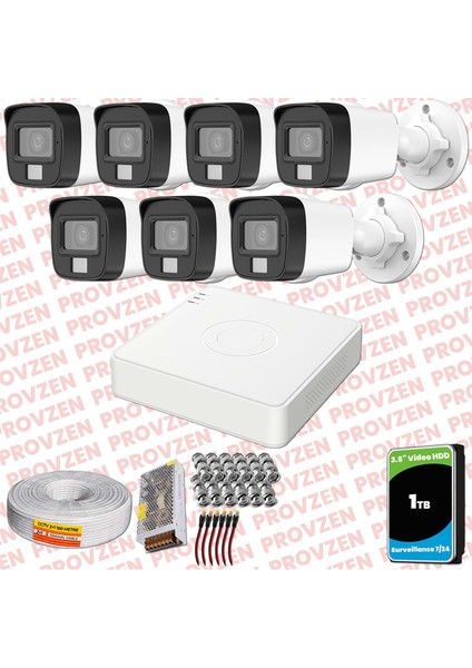 Hikvision 7 Kamera Hibrit Colorvu Full Hd Güvenlik Kamera Olay Anında Bildirim