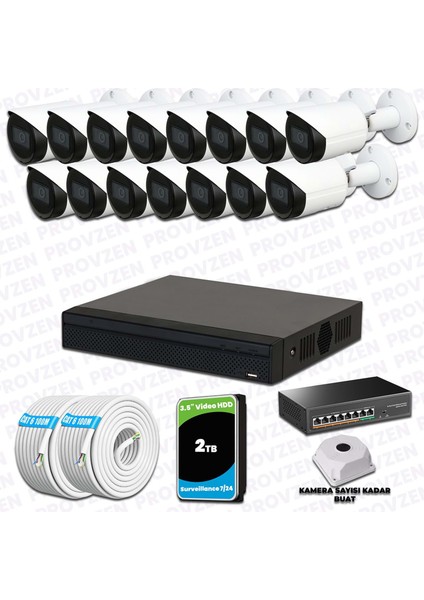 Dahua 15 Ip Kameralı 1440P Gece Görüşlü Güvenlik Kamerası Seti