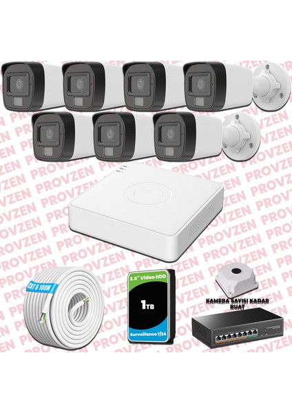 Hikvision 7 Kameralı Ip Full Hd Renkli Güvenlik Kamerası Mikrofonlu