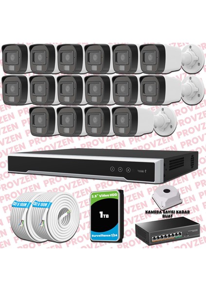 Hikvision 16 Kameralı Ip Full Hd Renkli Güvenlik Kamerası Mikrofonlu