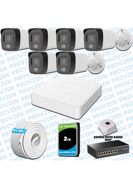 Hikvision 6’lı Ip 4mp Güvenlik Kamerası Seti Colorvu Mikrofonlu Olay Anında Bildirim