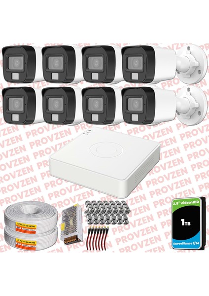 Hikvision 8 Kamera Hibrit Colorvu Full Hd Güvenlik Kamera Olay Anında Bildirim