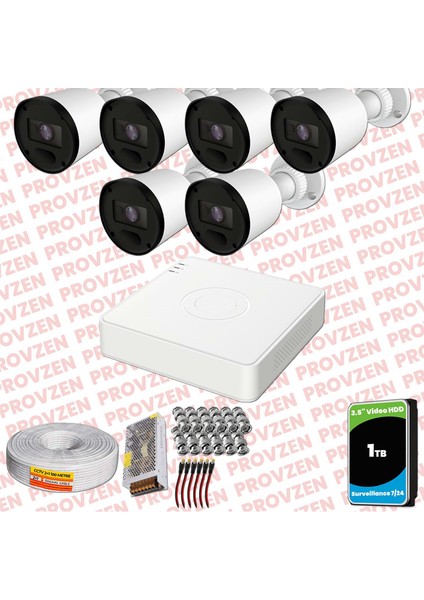 Rv Hikvision 6 Kameralı Full Hd 20MT Gece Görüşlü Güvenlik Kamerası Olay Anında Bildirim