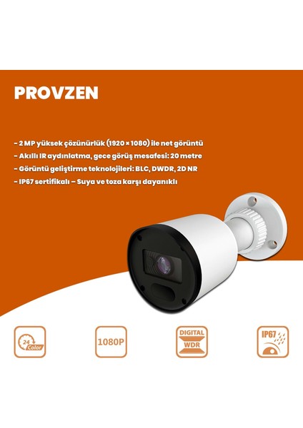 Rv Hikvision 6 Kameralı Full Hd 20MT Gece Görüşlü Güvenlik Kamerası Olay Anında Bildirim fiyatları