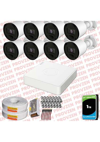 Rv Hikvision 8 Kameralı Full Hd 20MT Gece Görüşlü Güvenlik Kamerası Olay Anında Bildirim