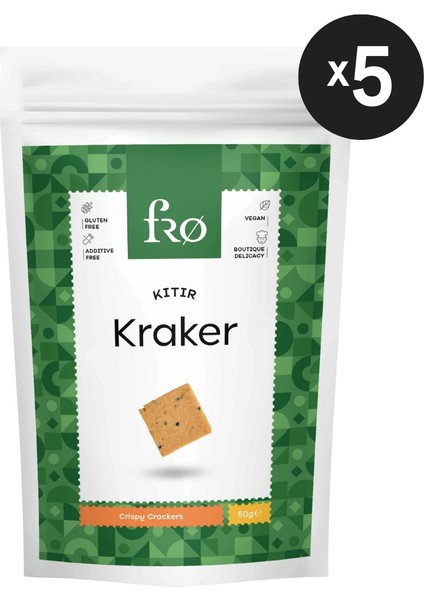 5'li Unsuz Kıtır Kraker Vegan Glutensiz Tuzlu Doyurucu Sağlıklı Katkısız Atıştırmalık 5X50GR