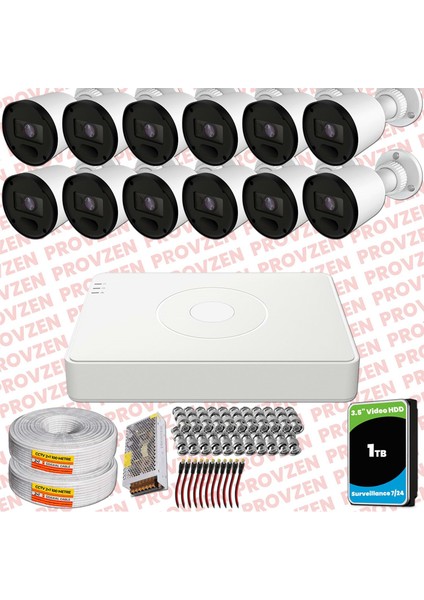 Rv Hikvision 12 Kameralı Full Hd 20MT Gece Görüşlü Güvenlik Kamerası Olay Anında Bildirim